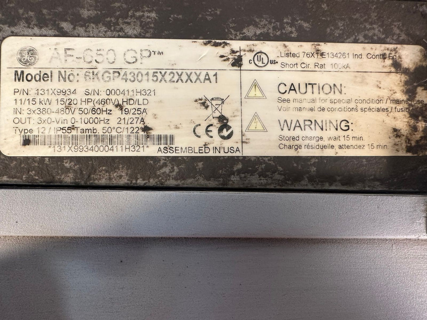 Ge AF-650 GP AC Drive 6KGP43015X2XXXA1 11/15kW 15/20Hp 460V        (9.4.3)