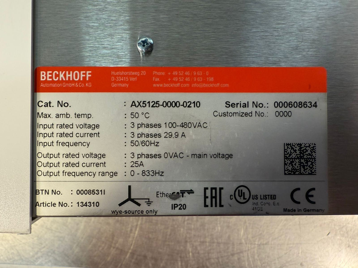 Beckhoff Automation AX5125-0000-0210 Servo Drive Module (10.5.5)