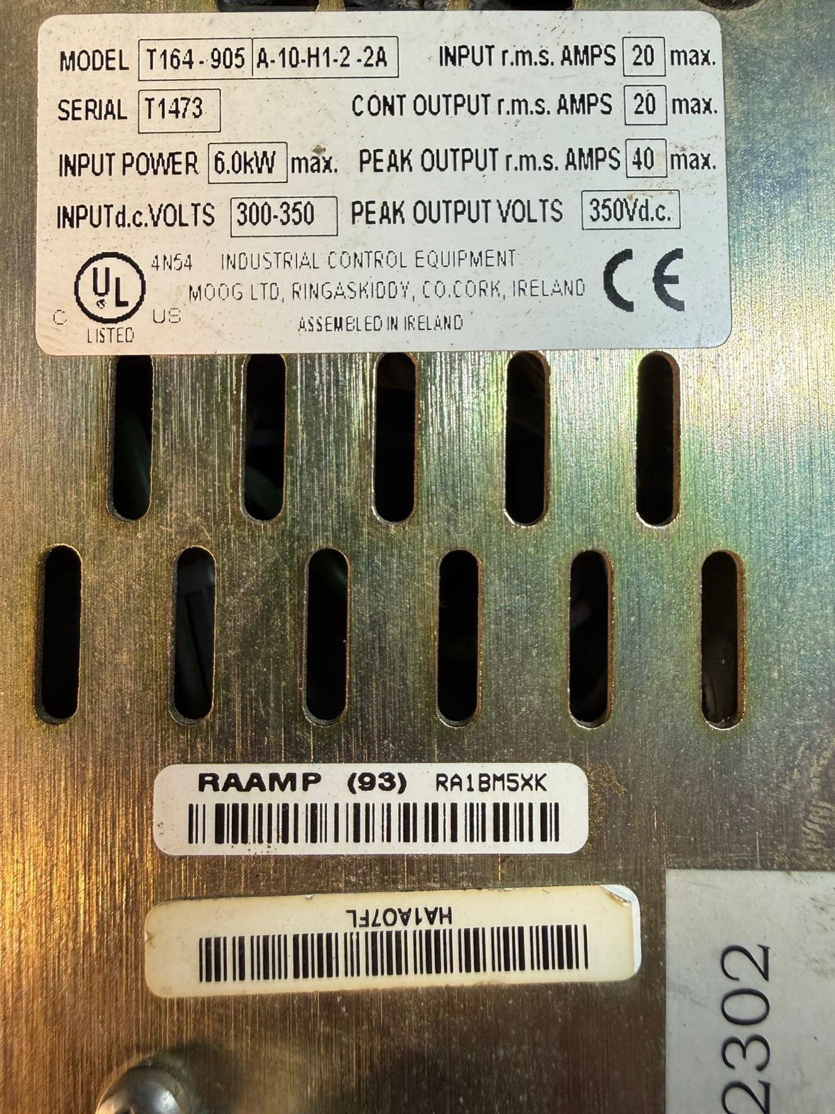 Moog T164-905A-10-H1-2-2A Servo Drive                       (2.5.4)