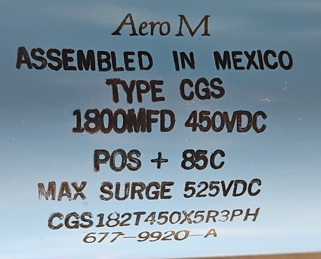 Aero M CGS182T450X5R3PH Capacitor 1800MFD 450VDC                         loc1B39