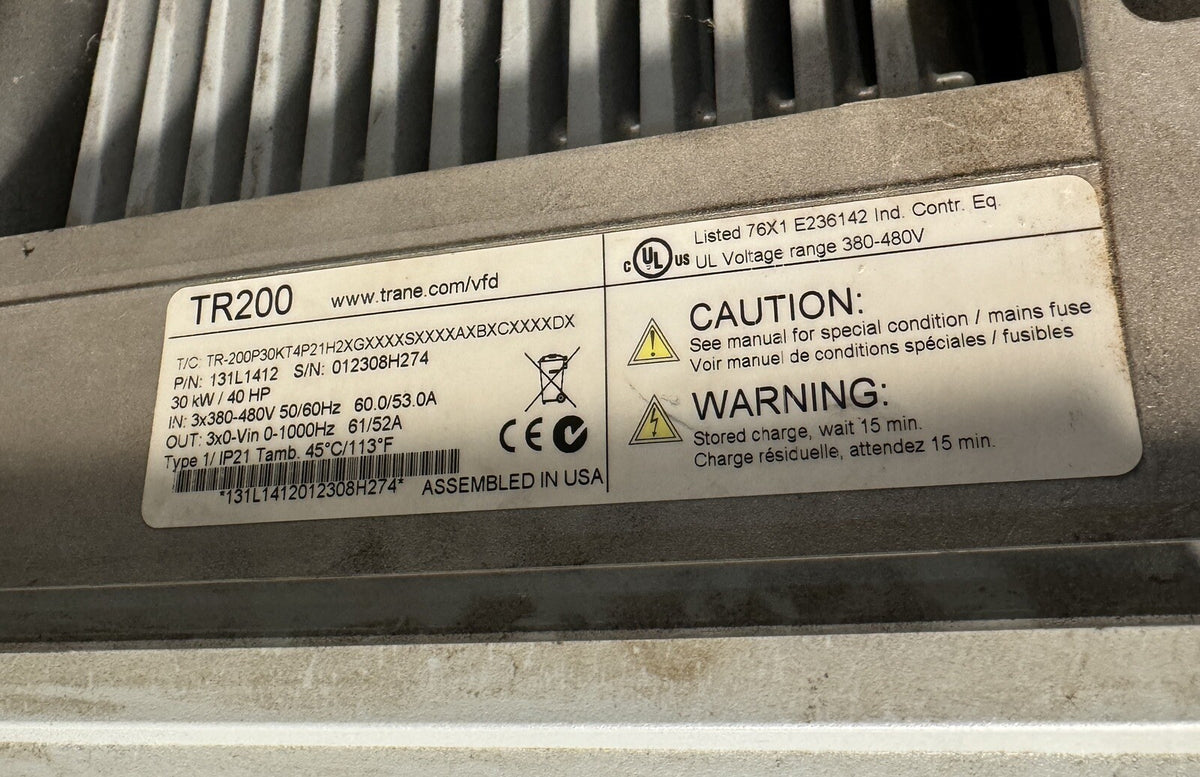 Trane TR200 tr-200P30KT4P21H2XGXXXXSXXXXAXBXCXXXXDX Drive P/N:131L1412 @Bin2.4.3