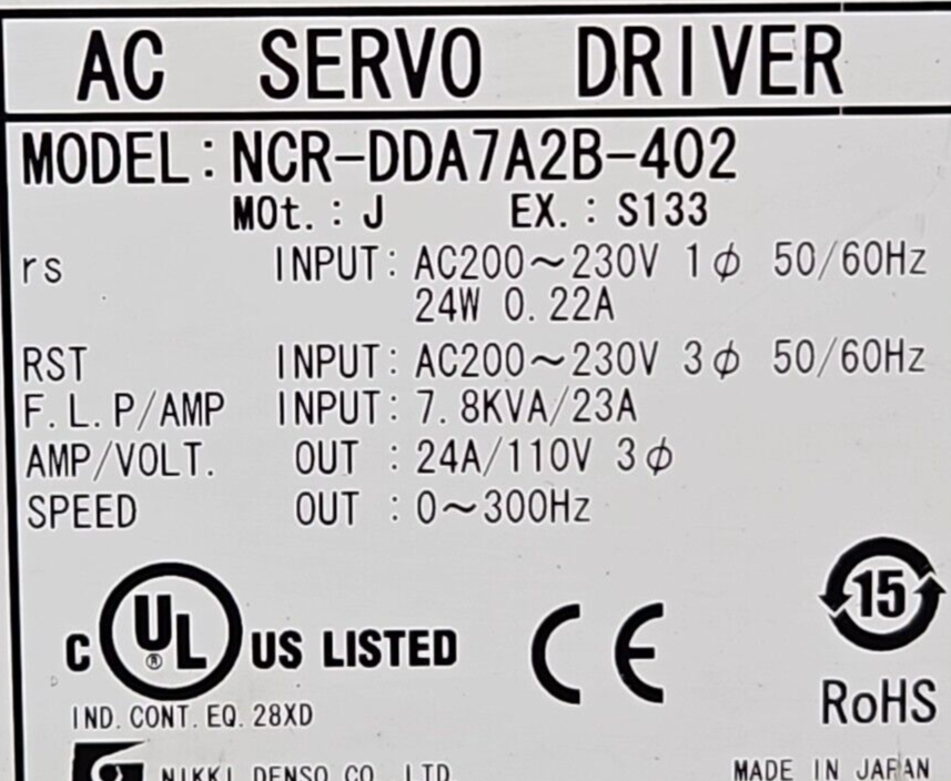 NIKKI DENSO NCR-DDA7A2B-402 AC Servo Drive     (BIN2.5.1)