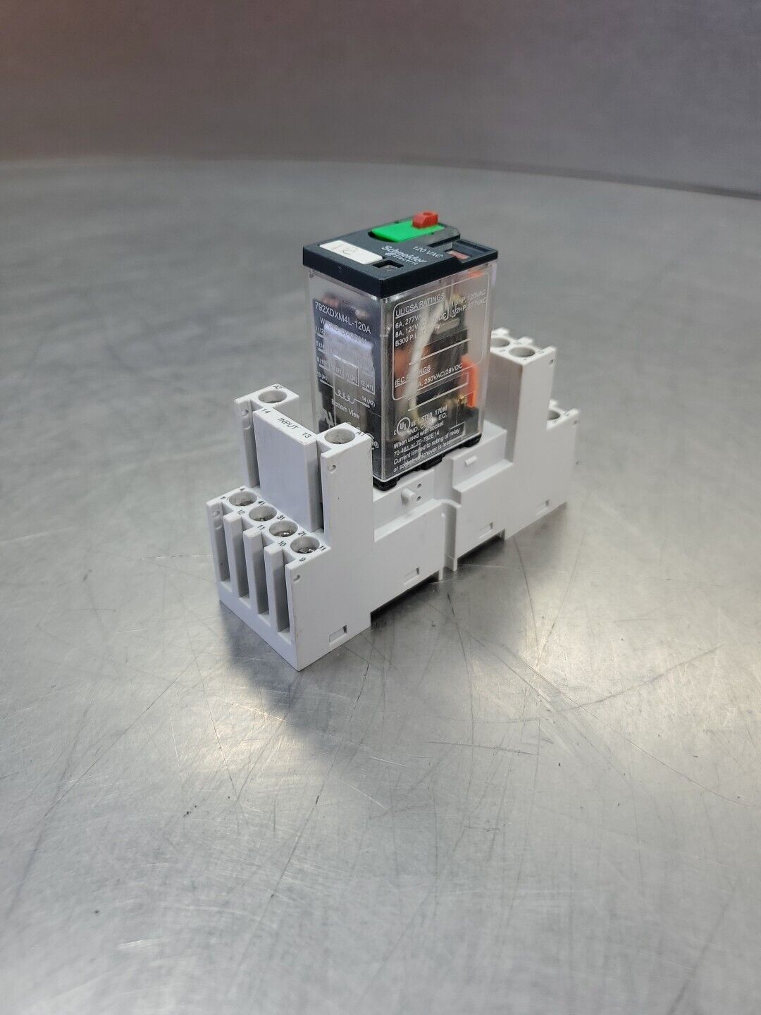 Schneider Electric 792XDXM4L-120A 6-8A Relay w/Magnecraft 70-782E14-1 Base 4B-34
