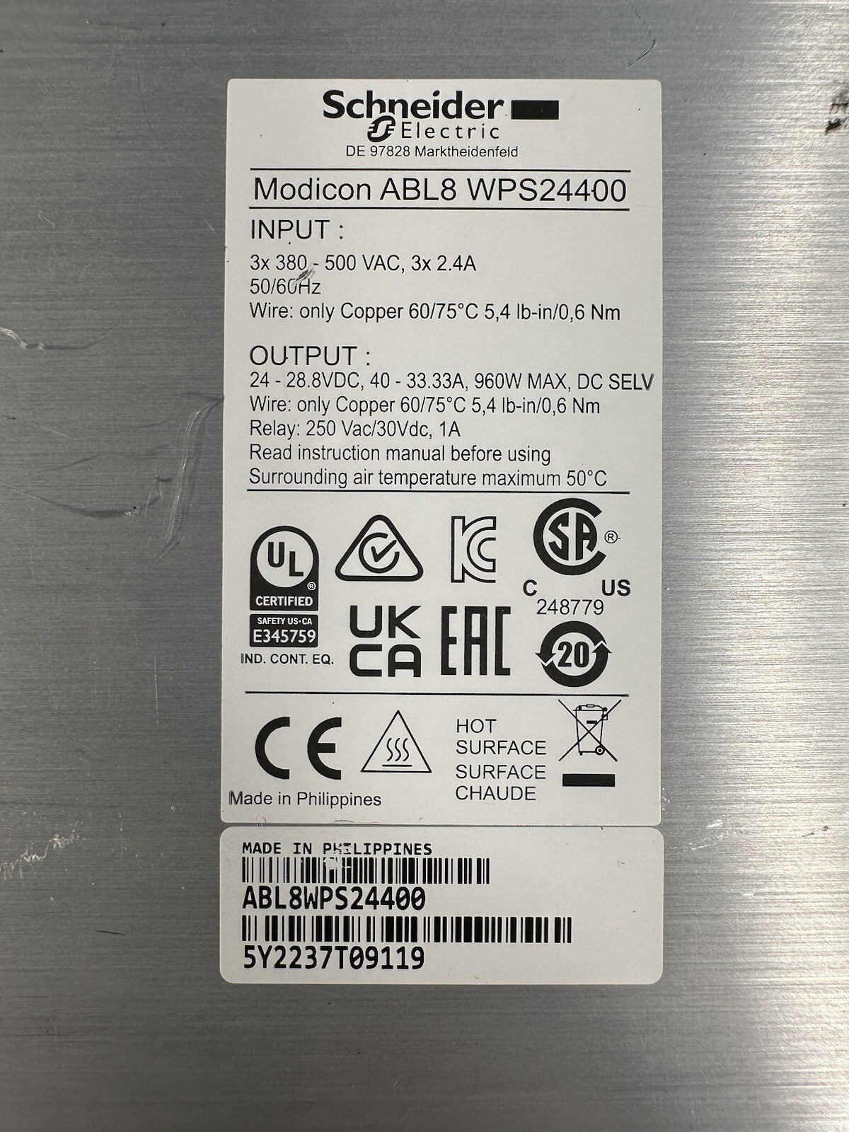 Schneider Electric ABL8 WPS24400 - Power supply                        (BIN314)