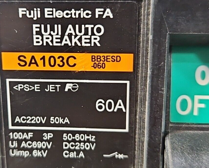 FUJI SA103C BB3ESD-060 60 Amp Auto Breakere 220VAC 50kA                  loc4C13