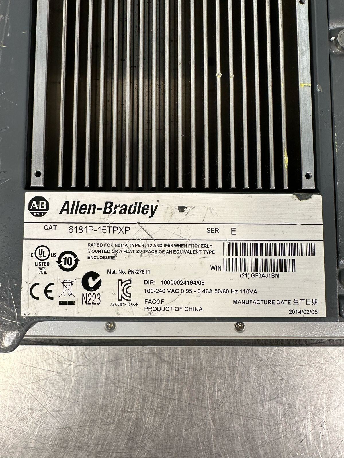 Allen Bradley  6181P-15TPXP  Ser. E                              (8.4.2)