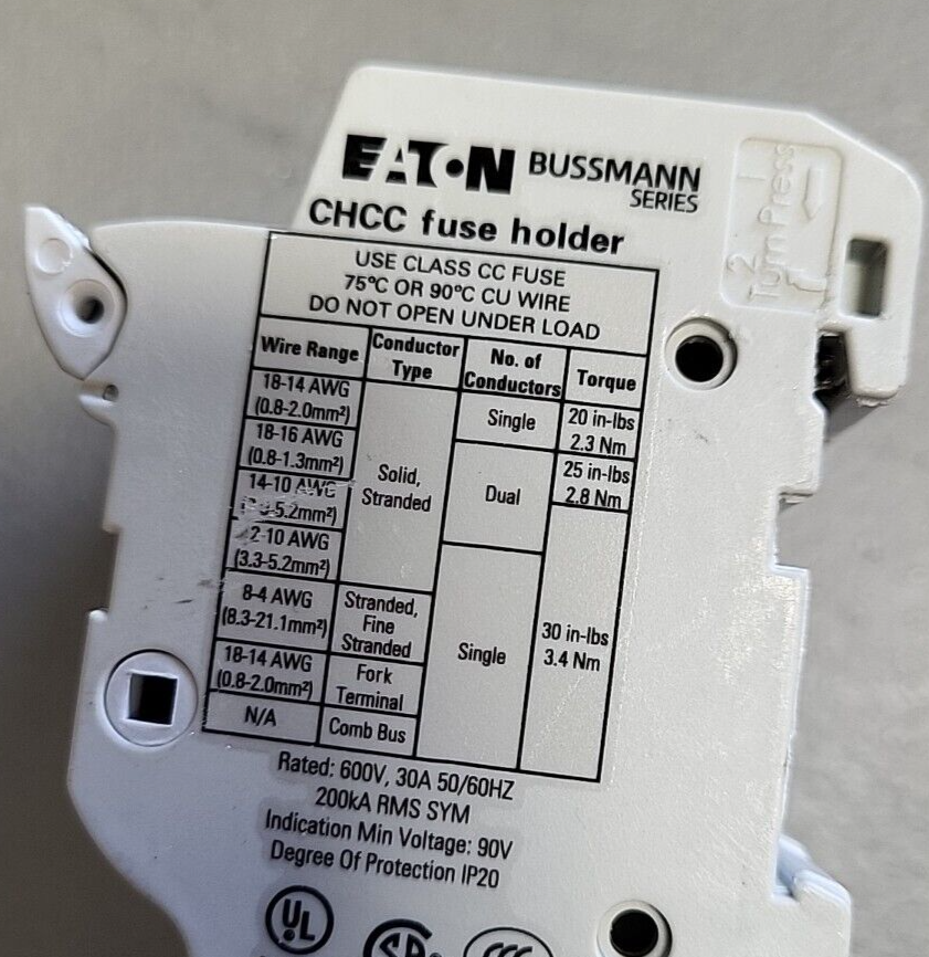EATON CHCC FUSE HOLDER 600 VOLTS 30 AMPS 3 POLE(BIN354)