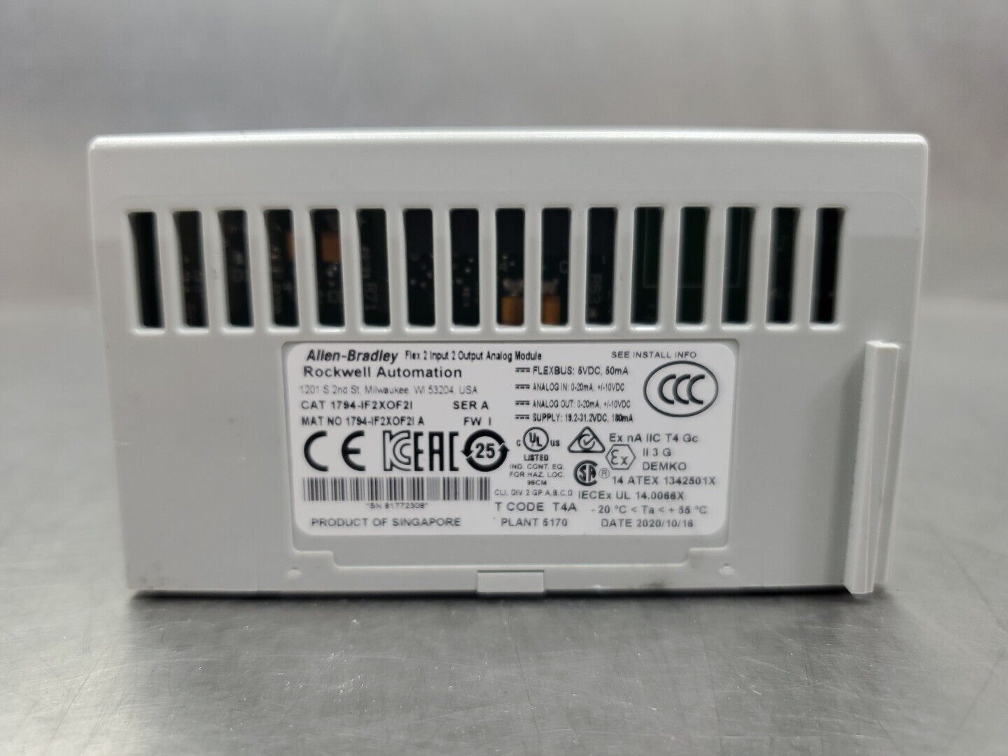 Allen Bradley 1794-IF2XOF2I FIex l/O Analog Combo Module.                  3E-35