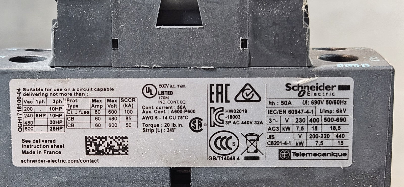 Schneider Electric LC1D32KUE Contactor 3 Pole 100-250VDC/VAC            (BIN642)