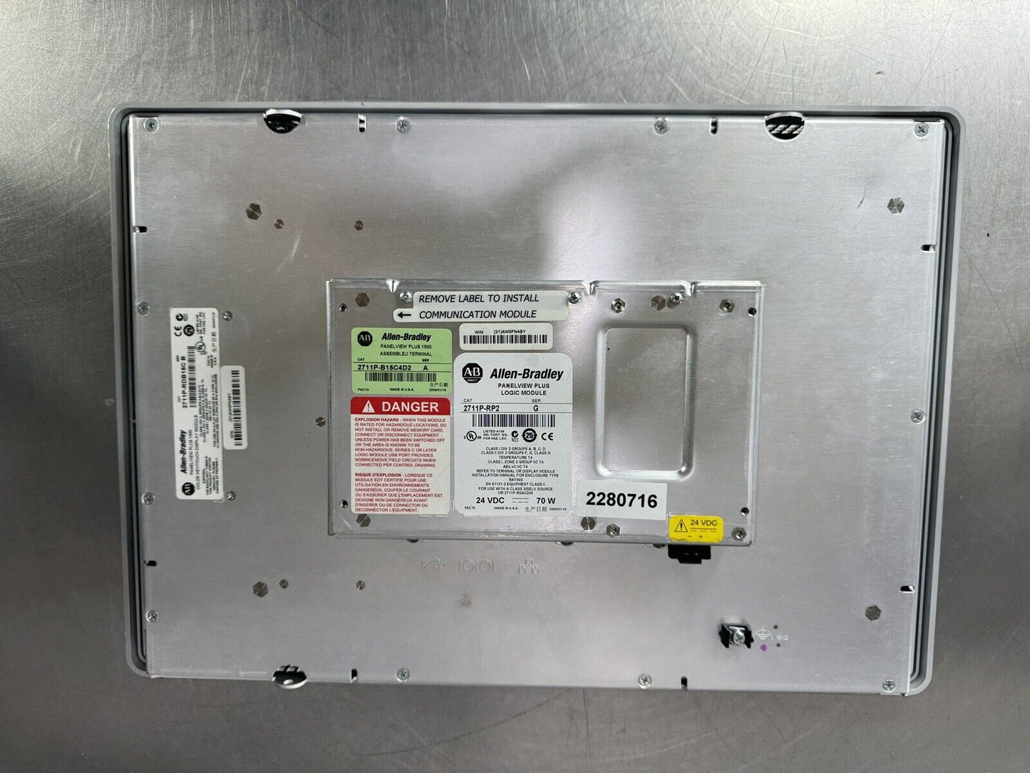 Allen-Bradley 2711P-B15C4D2 Panelview Plus 1500 w/ 2711P-RP2 Logic Module @2.5.5