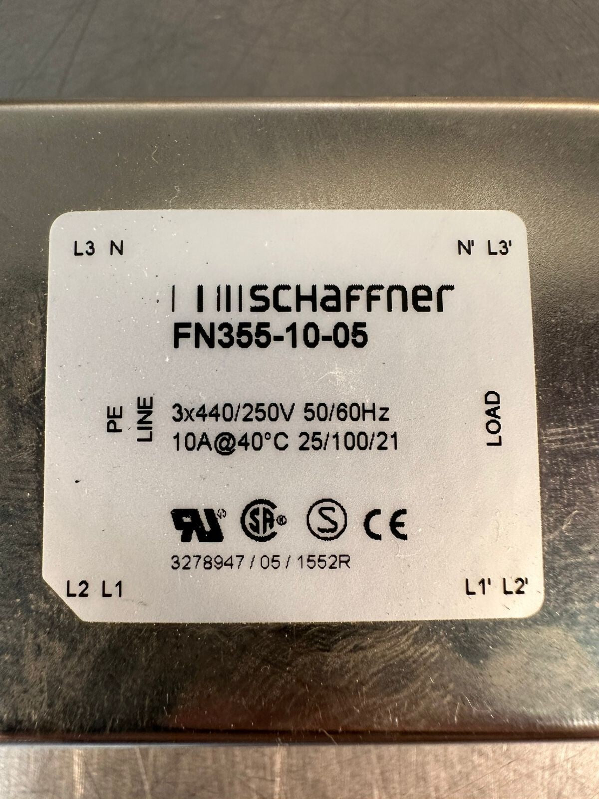 Schaffner FN355-10-05 3X440-250v- 50/60Hz 10A                       (2.1.3)