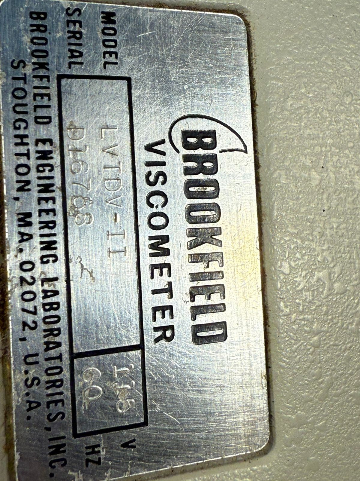 Brookfield Dv-II / Lvtdv-II Digital Viscometer Laboratory          (3.6.3)
