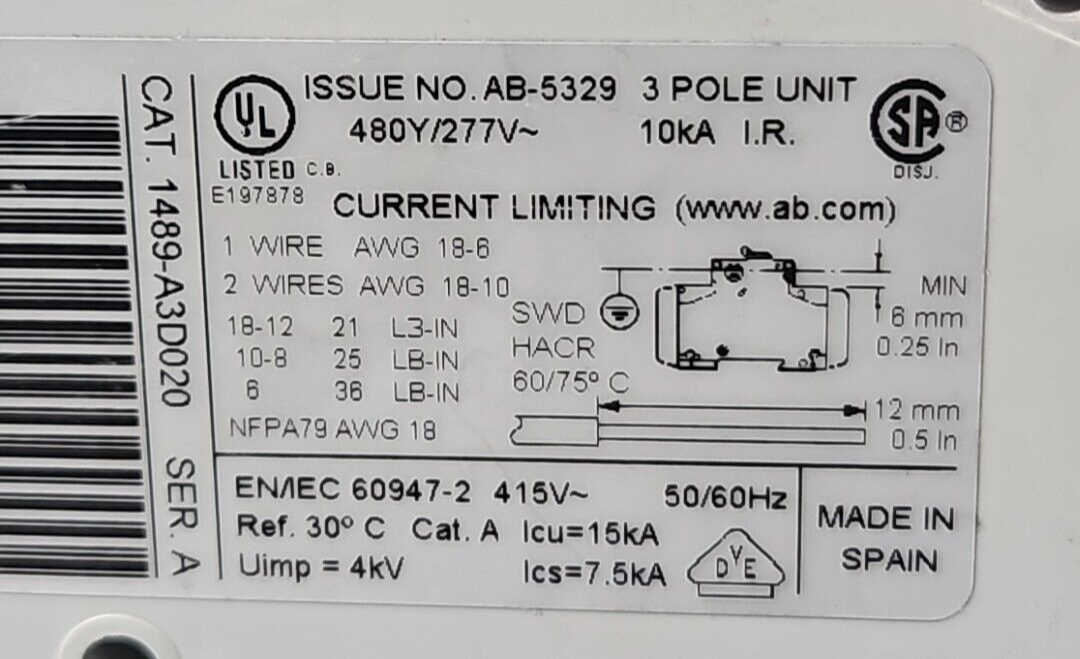 Allen-Bradley - 1489-A3D020 Ser A - Circuit Breaker                       loc4D6