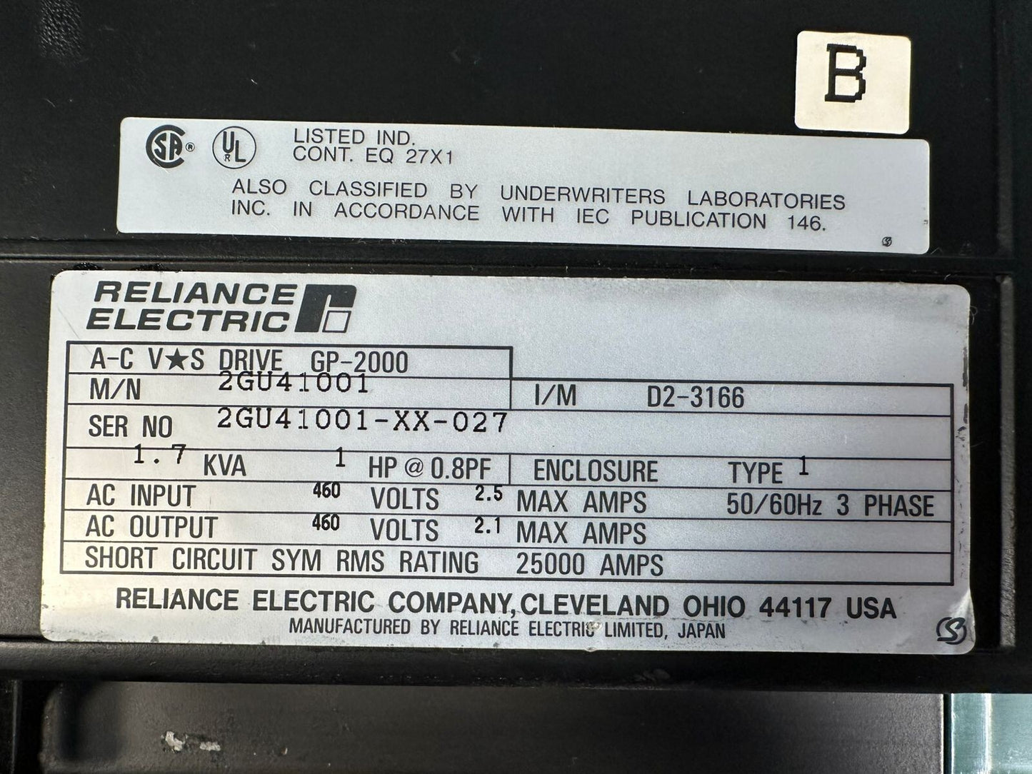 Reliance GP-2000 2GU41001 A-C VS DRIVE                              (8.5.2)