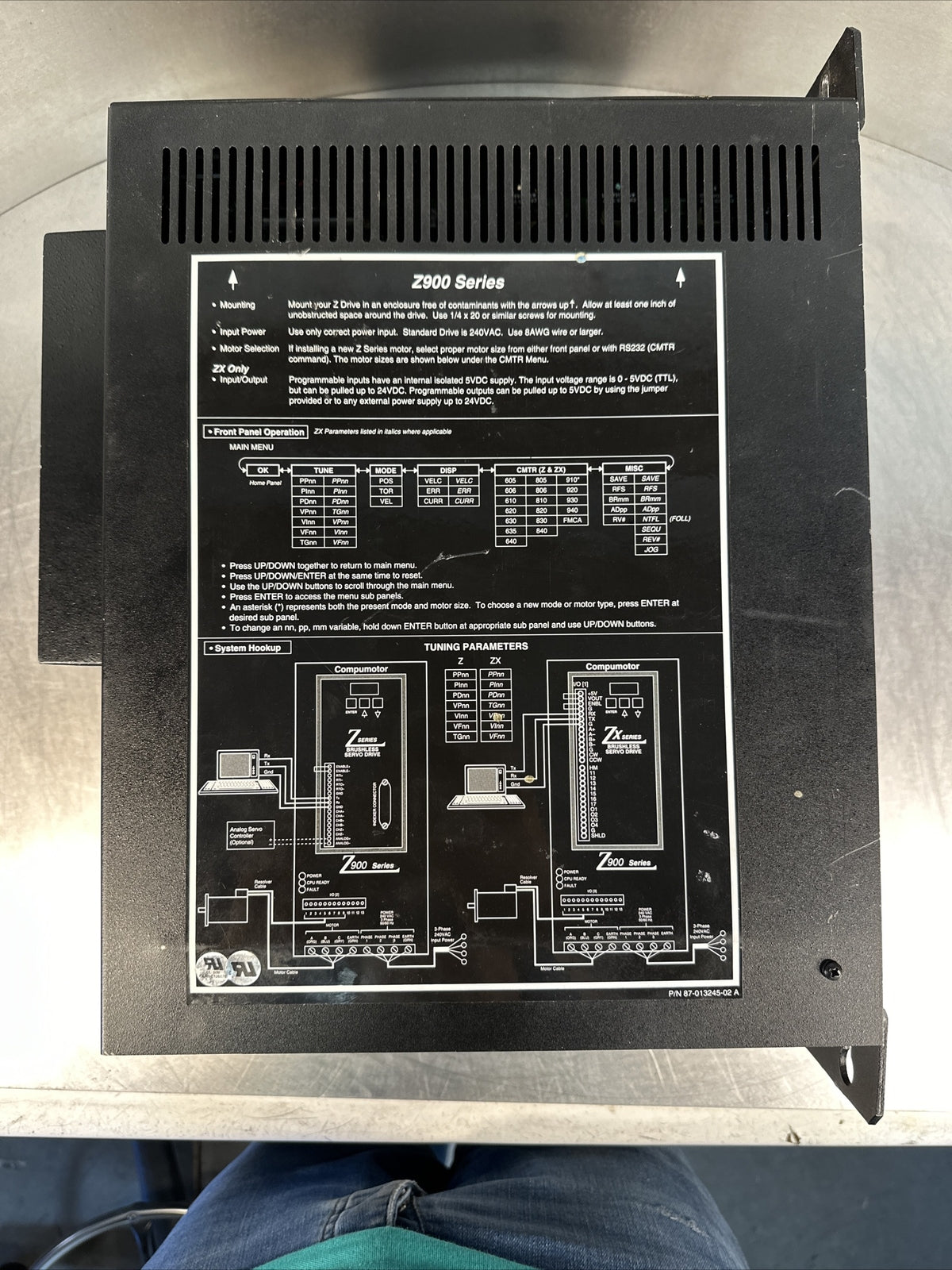 PARKER Z-900 Series ZX-F Brushless Servo Driver ZXF900-DRIVE-240     (BIN-2.5.2)