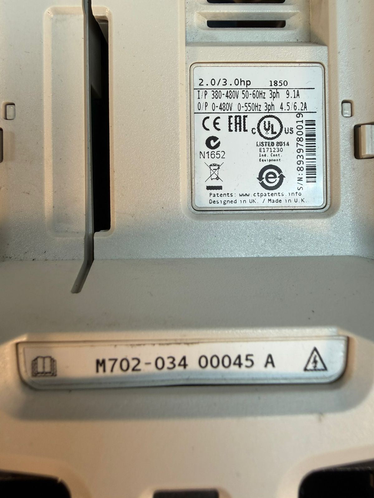 Emerson Unidrive M702-034-00045A 2.0 /3.0Hp 3Ph                    (1.4.1)