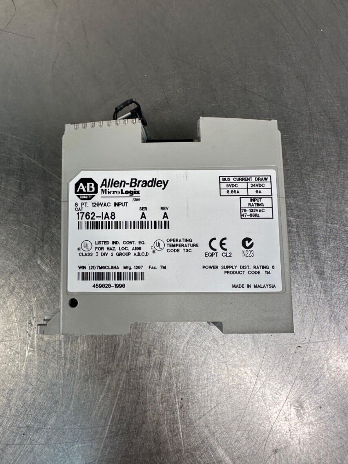 Allen Bradley 1762IA8 MicroLogix 8 Point 120 VAC Input Module (3E-38)