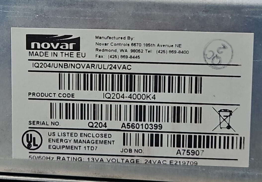 Novar IQ204-400K4 Programmable DDC Controller 24 VAC                    (BIN113)