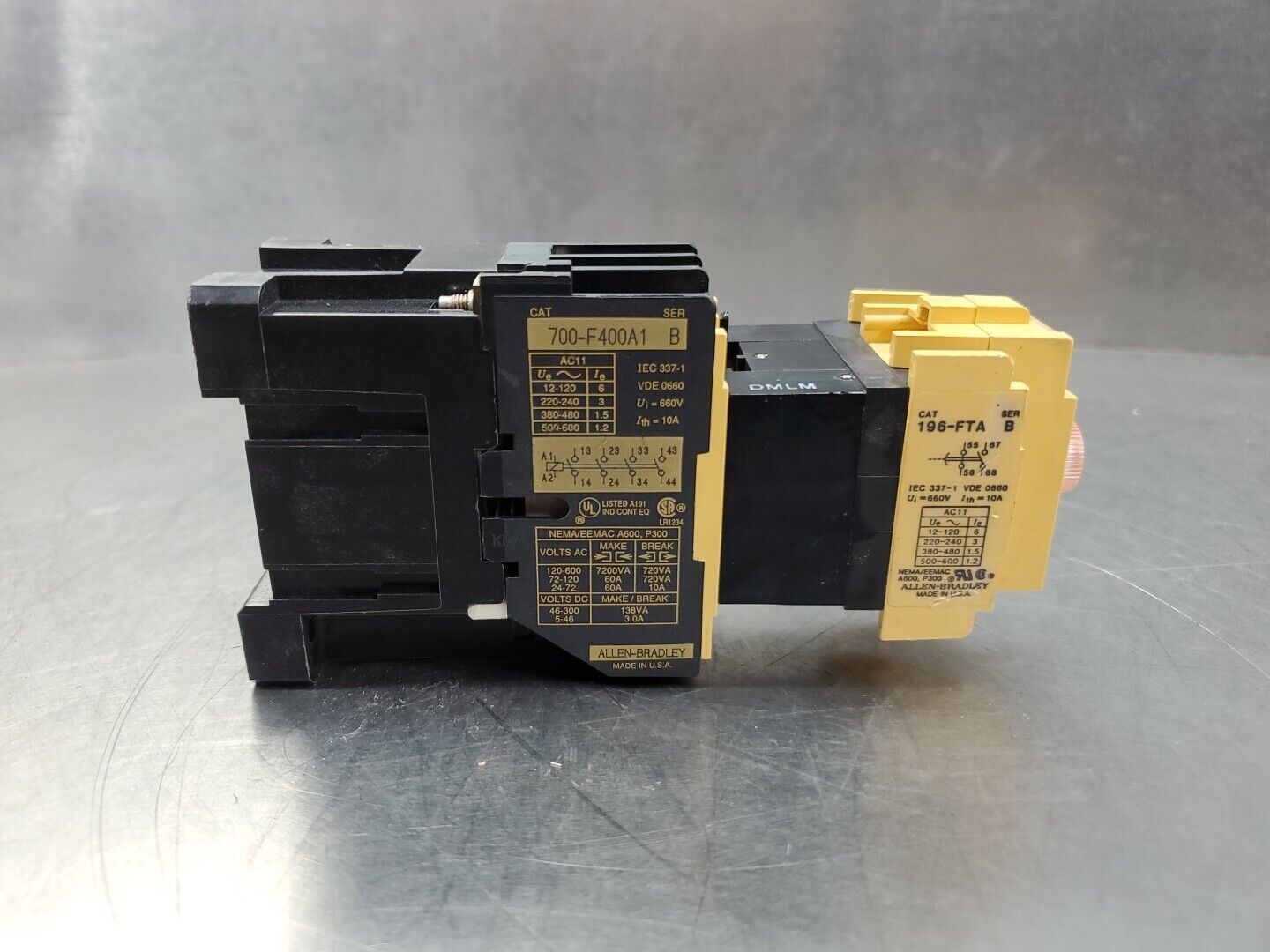 Allen Bradley 700-F400A1/B Contactor w/196-FTA/B Time Relay.               4D-32