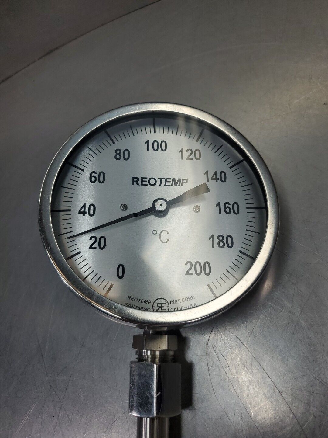 REOTEMP 62395A 0-200°C  Thermometer, 5" FACE, 8-3/4" STEM                   6D-8