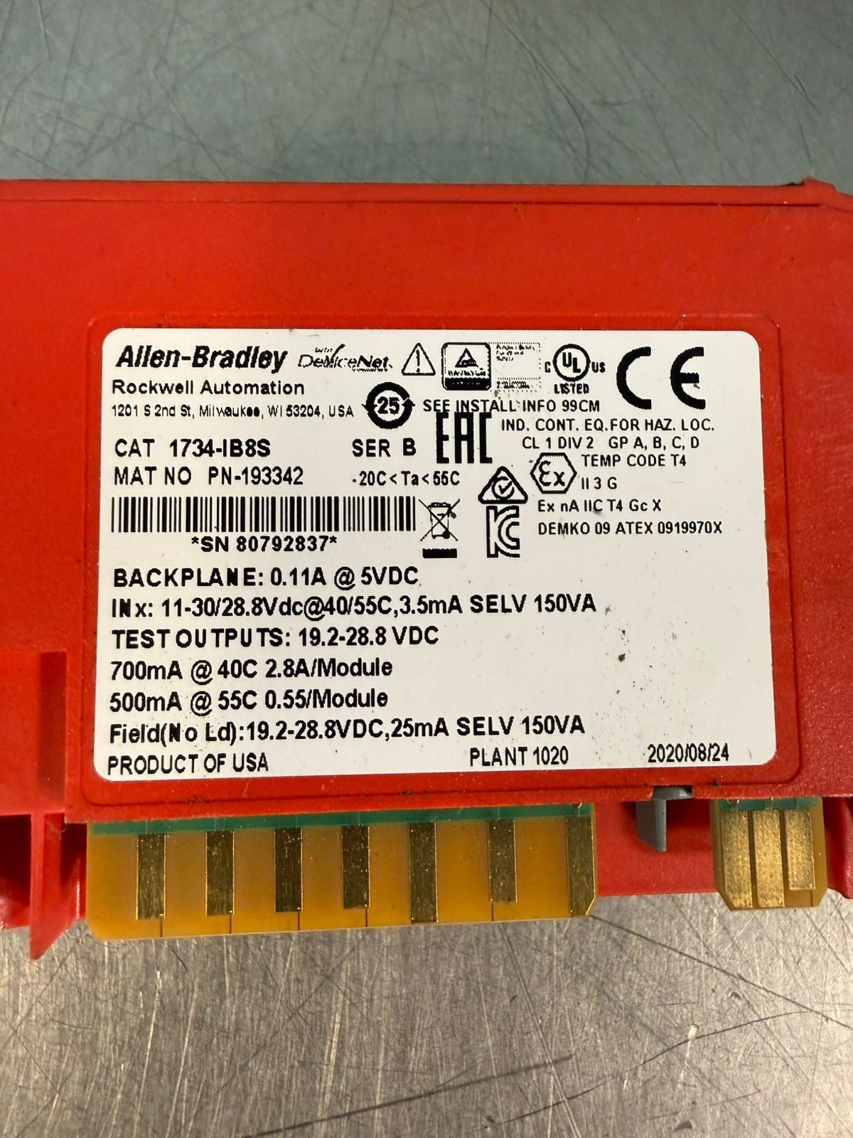 Allen Bradley 1734-IB8S / B 8 Channel Safety Sinking Input Module (3.1.1)