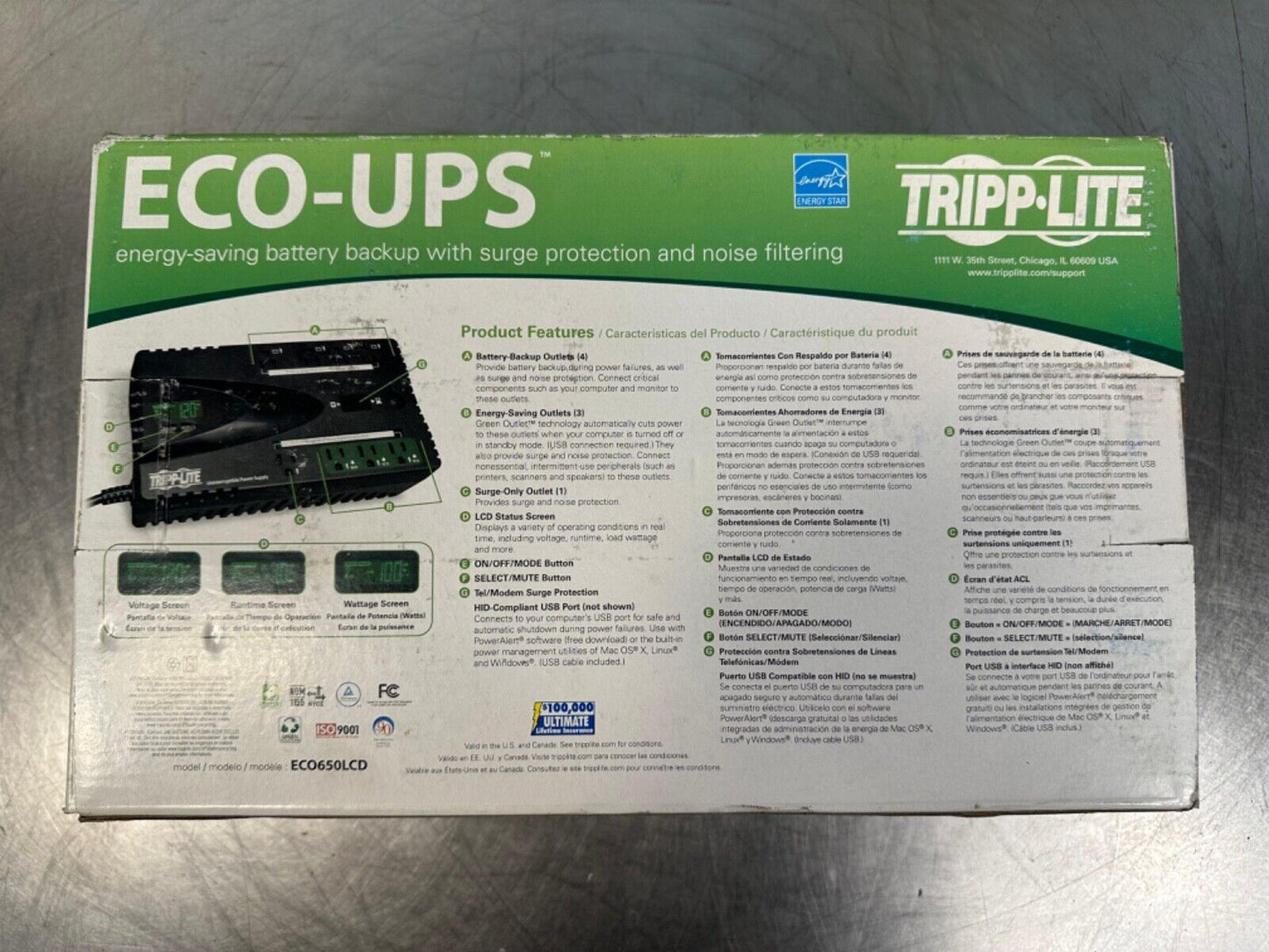 TRIPP LITE ECO650LCD / ECO650LCD - NEW ON BOX (3A-21)