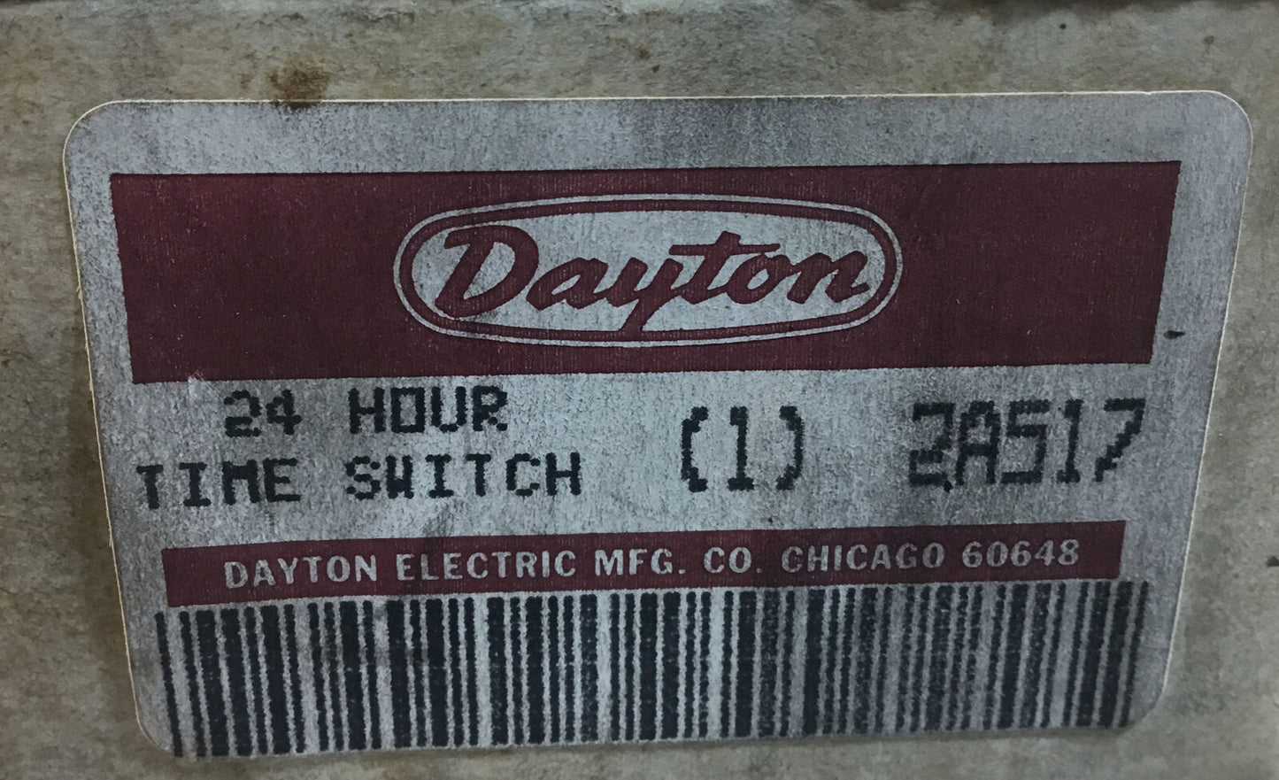 Dayton  2A517  Time Switch 24 Hour HDVR 120V                                5D-1