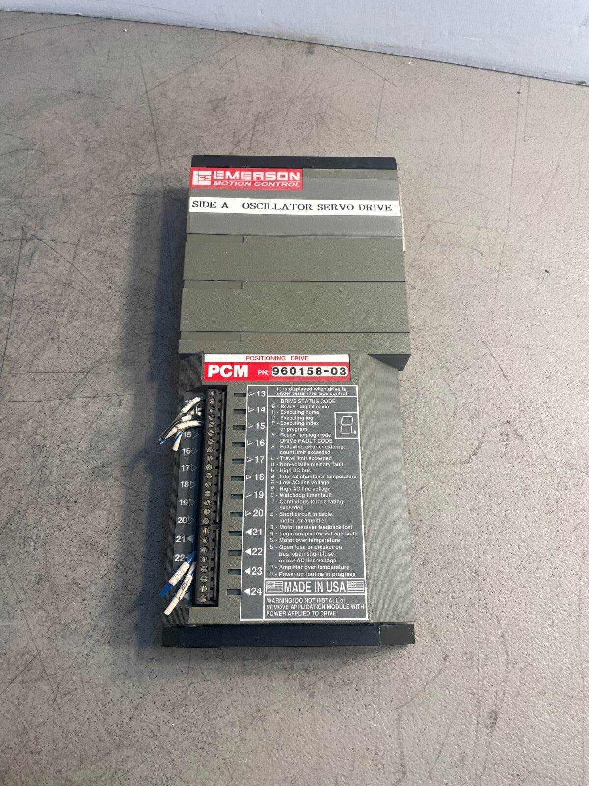 Emerson 960158-03 PCM Motion Control Oscillator Servo Drive Program Controller