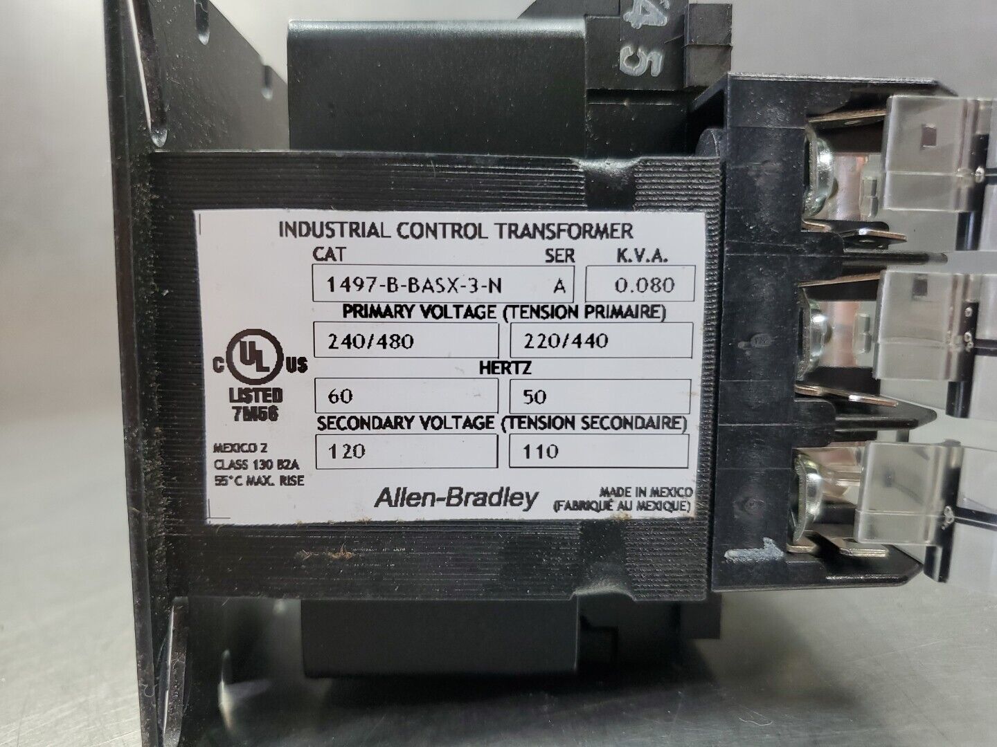 Allen Bradley 1497-B-BASX-3-N Control Transformer, 240/480V to 120V.       4B-34