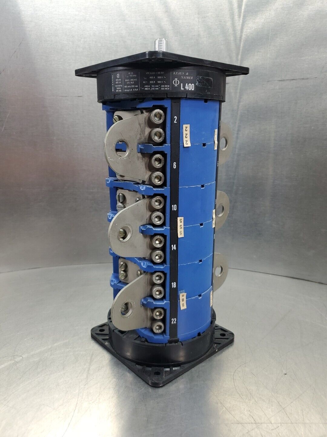 KRAUS & NAIMER L400 (VDE 0660-I/BS 861) MAKE-BREAK SWITCH, 400A 600VAC.       4D