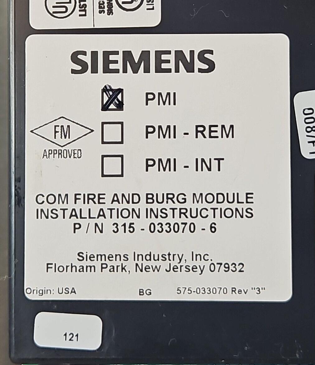 Siemens 315-033070-6 PMI Fire Finder Control Panel                      (BIN631)