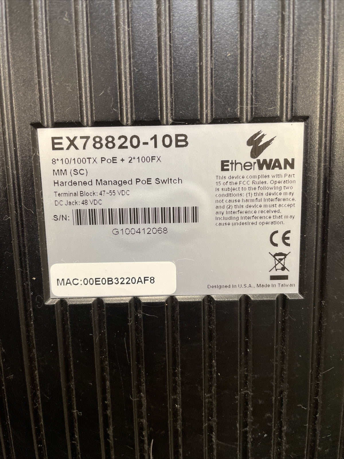 EtherWAN EX78820-10B 8-Port Hardened Managed PoE Switch @2B(BIN4.4.3)