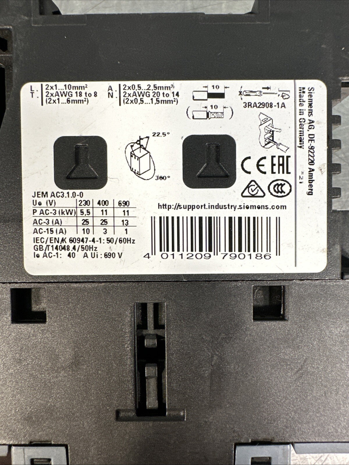 Siemens 3RT2026-2BB40 CONTACTOR                                     (5.3.1)