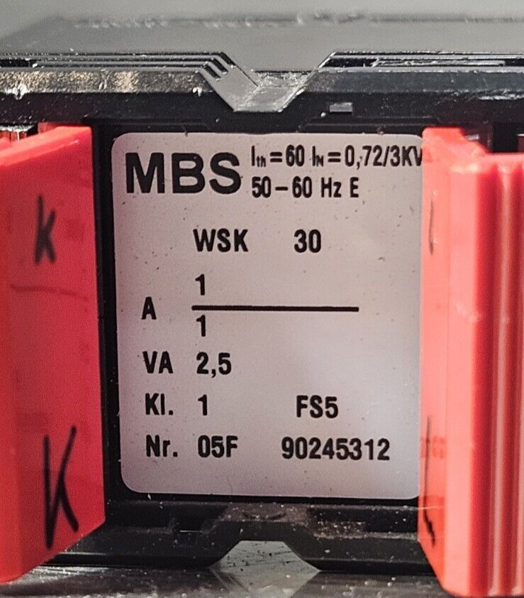 MBS WSK 30 Current Transformer                                          (BIN735)