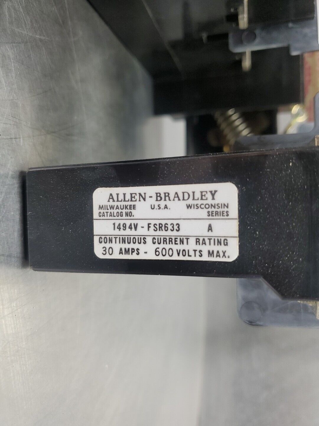 Allen-Bradley 1494V-DS30 SER D Disconnect Switch w/1494V-FSR633 Terminal.  1E-23