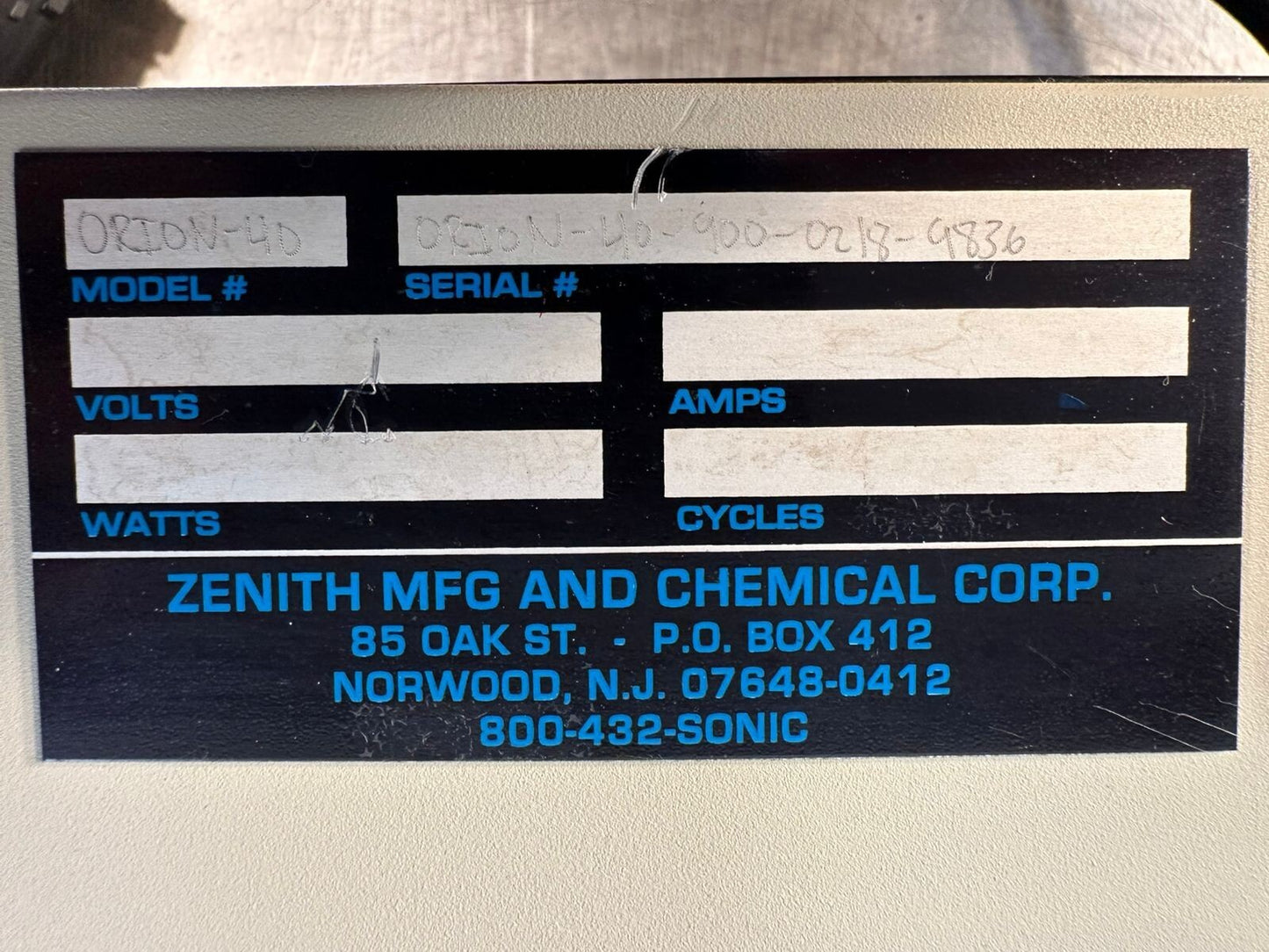Zenith Ultrassonic Orion-40-900-0218-9836                  (9.4.1)