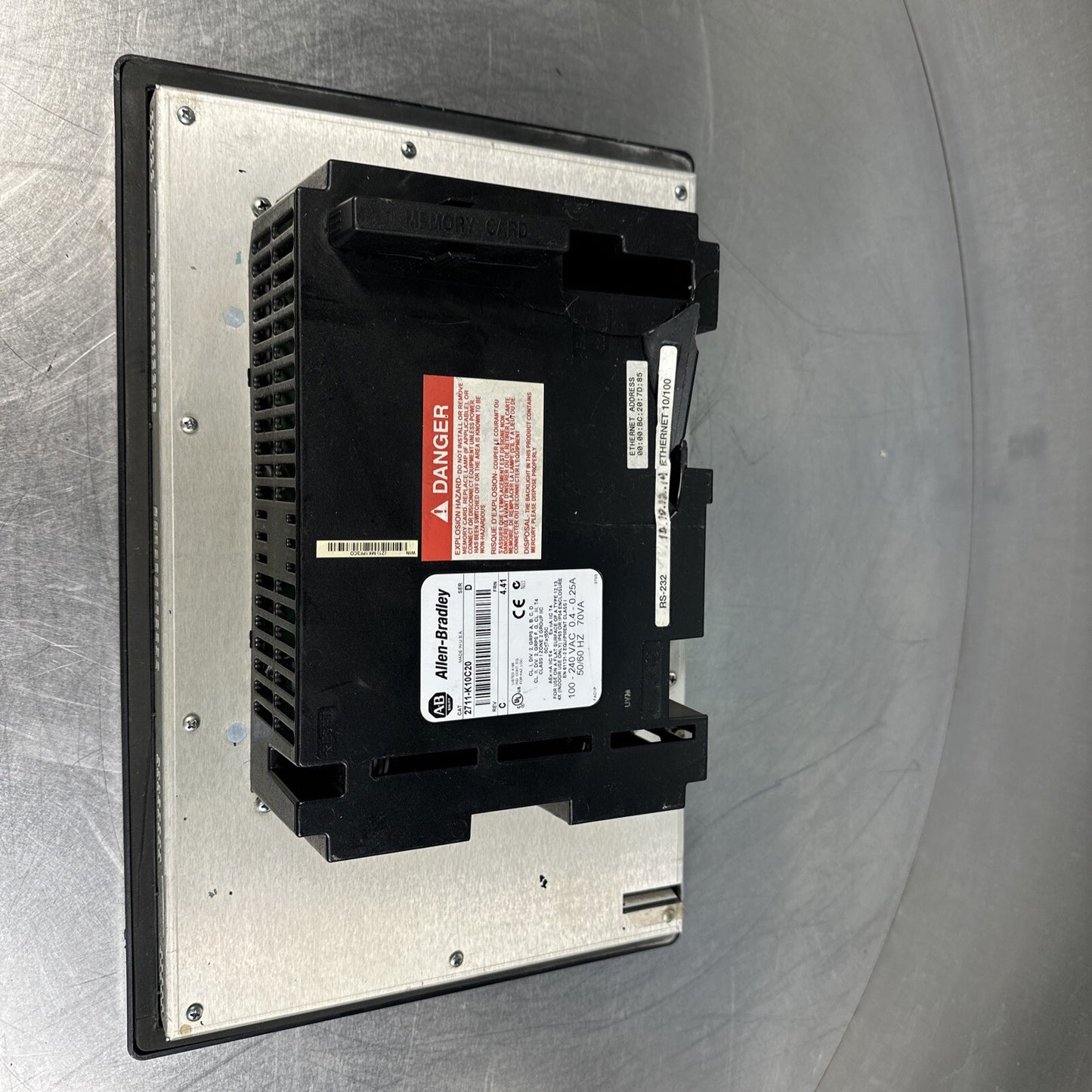 Allen Bradley 2711-T10C20.  PanelView 1000.  Ser: D, RevC FRN 4.41  (BIN-1.1.5)