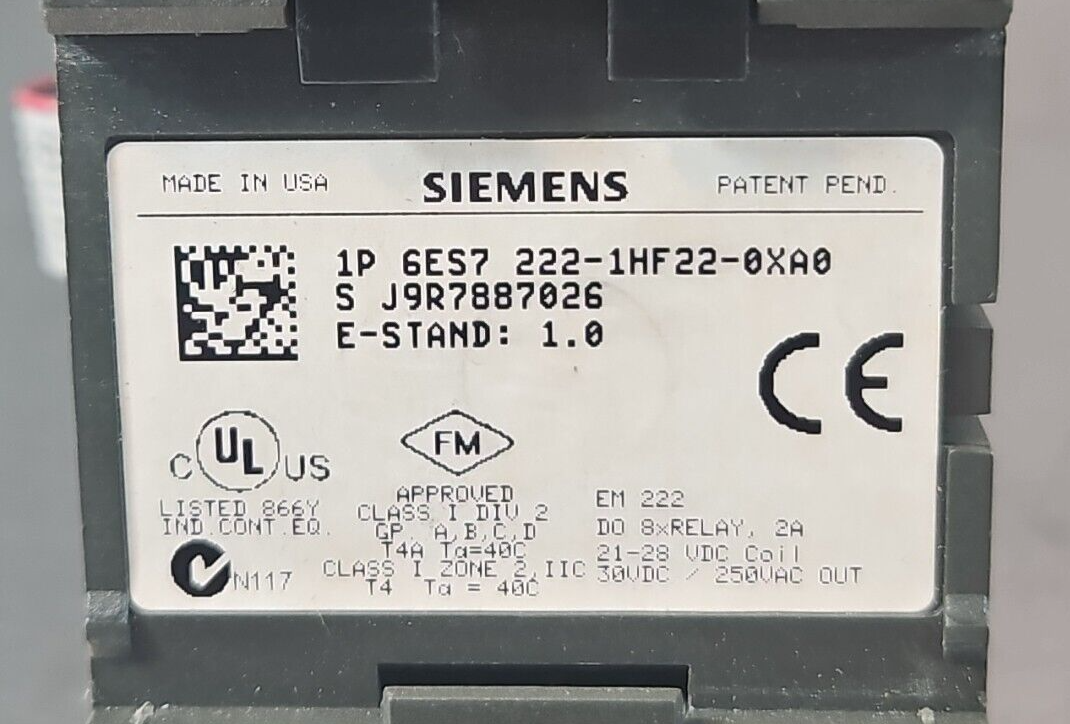 Siemens 6ES7 222 1HF22-0XA0 EM222 Digital Output Relay Module.          (BIN743)