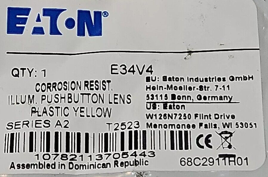 ERI Eaton E34V4 Illum. push button lens                            Loc4E21