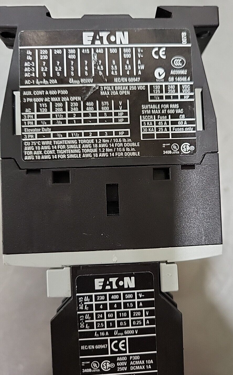 EATON A039962 3pole CONTAC.XTCEXFAC20 (BIN354)