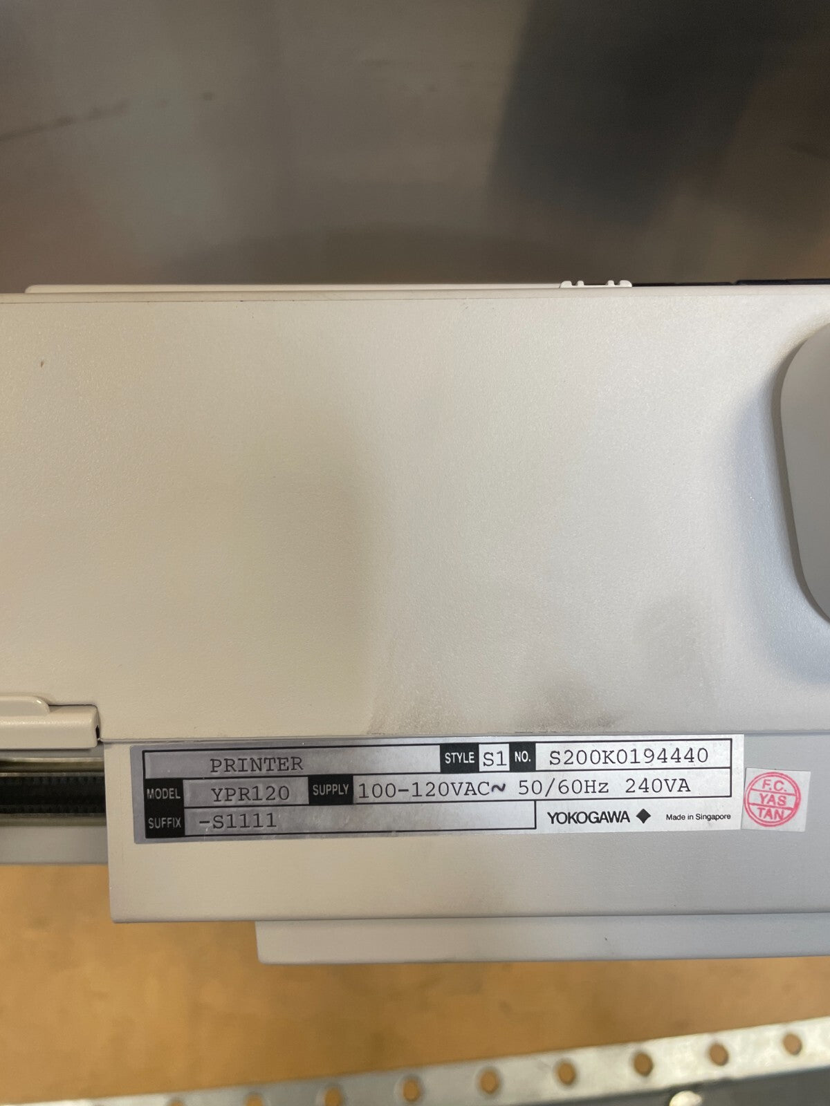 YokoGawa YPR120 Printer w/ ON/OFF Switch - 50/60Hz