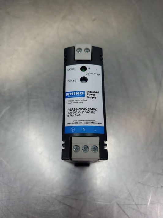 RHINO (Automation Direct) PSP24-024S Industrial Power Supply, 24VDC 1A.    4E-36