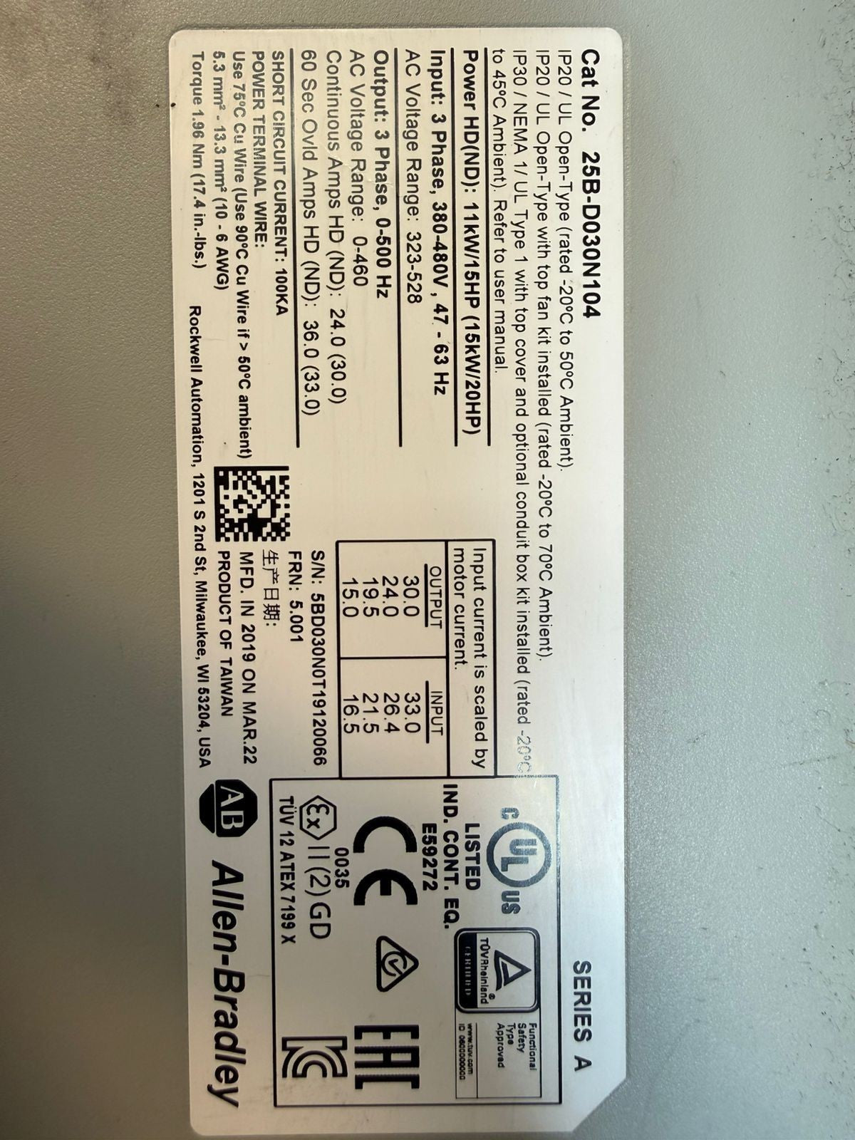 Allen-Bradley 25B-D030N104 /A PowerFlex 525                        (3.4.2)