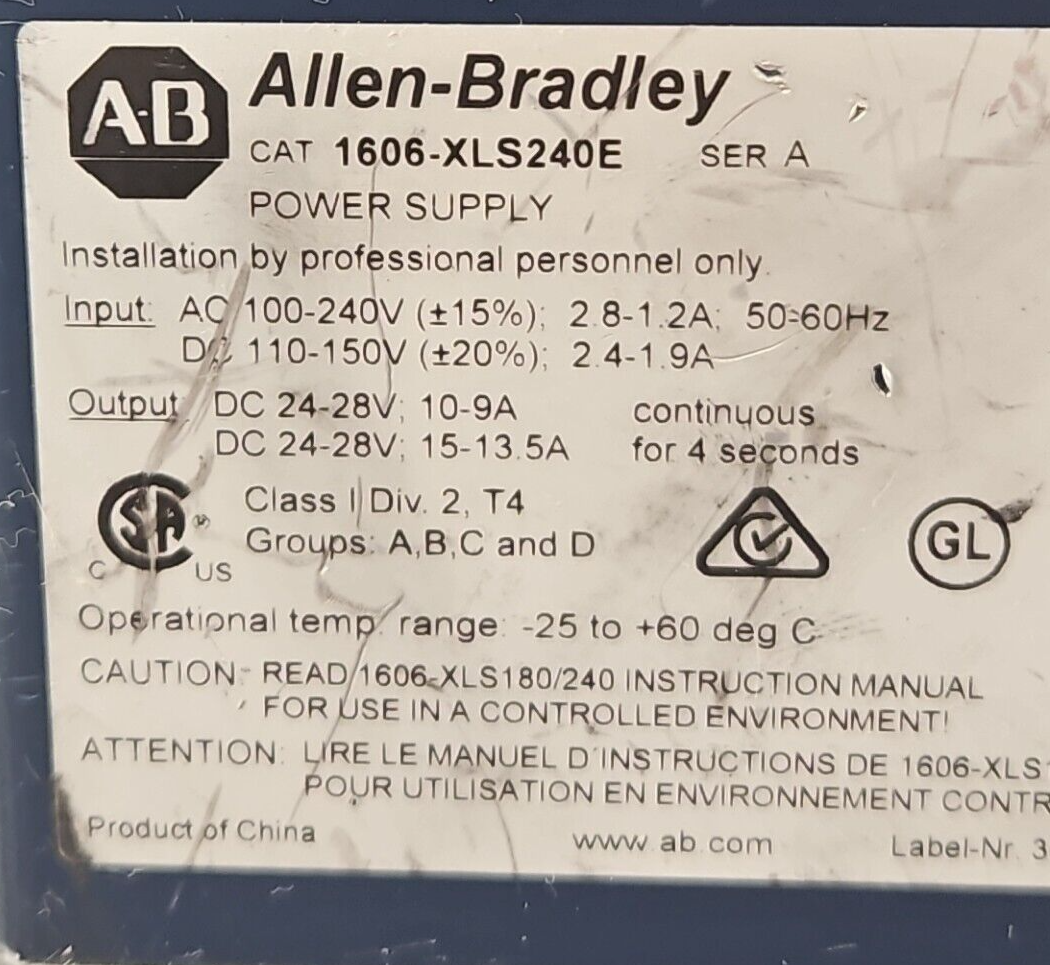 Allen-Bradley  1606-XLS240E Ser A Power Supply DC24V/10A                (BIN642)