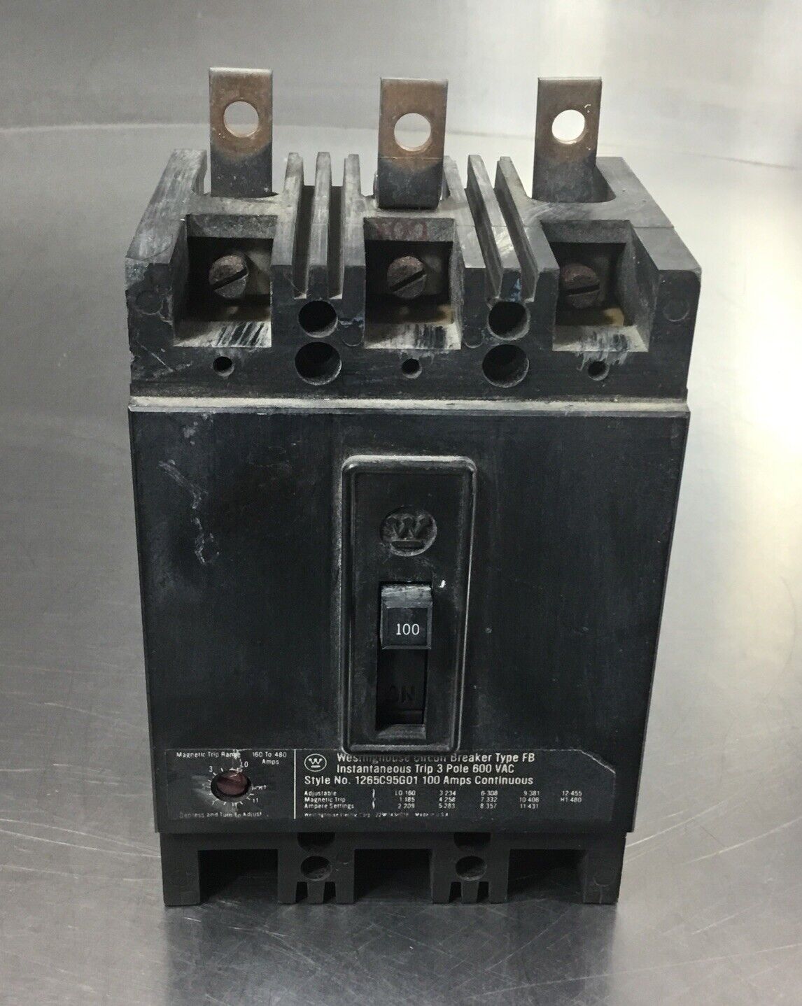 WESTINGHOUSE  1265-C95G01 / 1265C95G01  100A 3 Pole 600VAC       4D-42