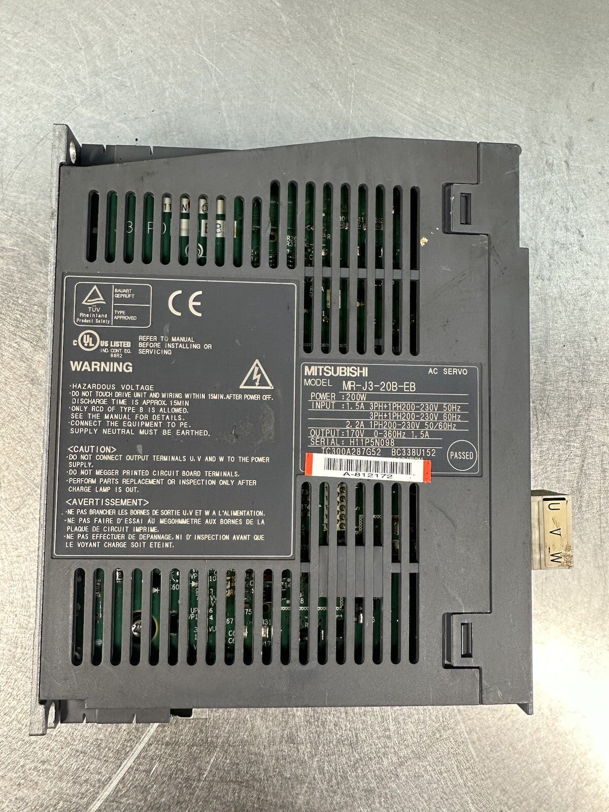 MITSUBISHI MR-J3-20B-EB SERVO DRIVE (BIN-1.2.4)