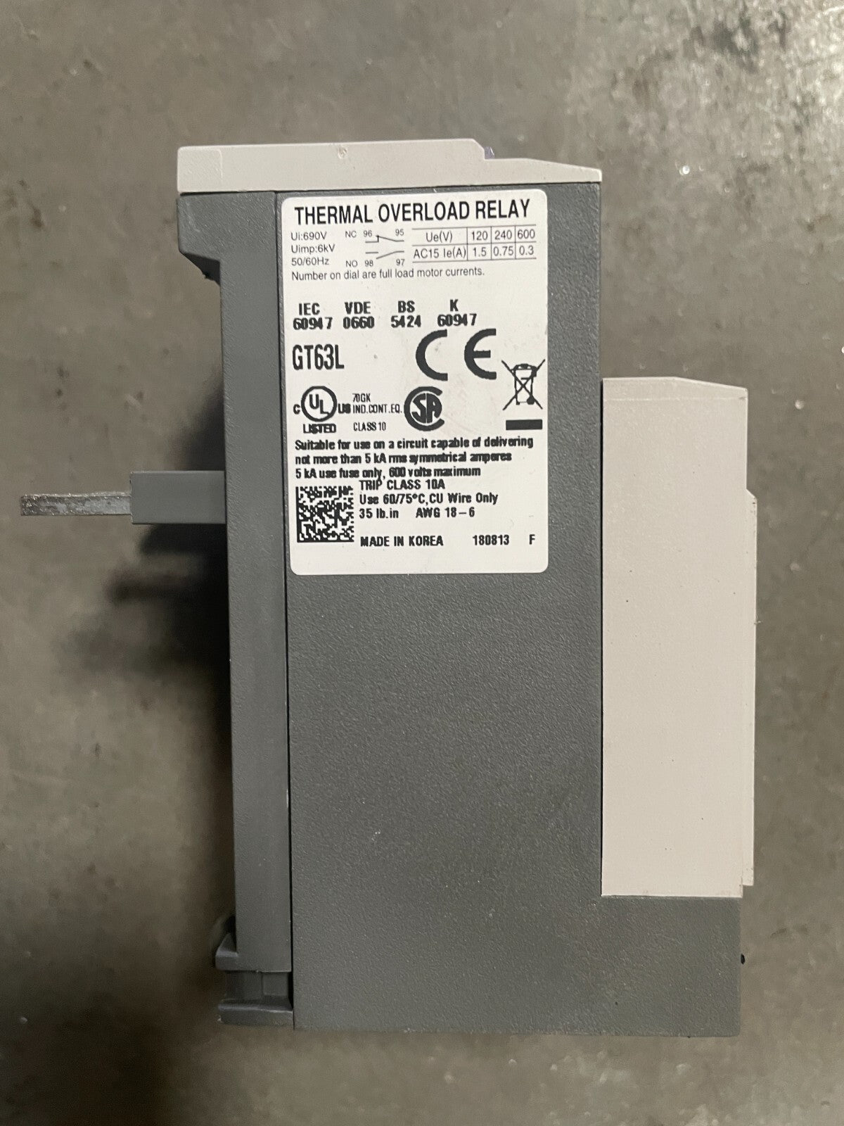 CARLO GAVAZZI GT63L 40A Thermal Overload Relay @1E