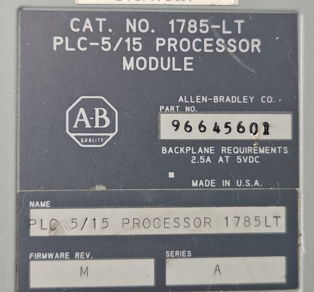 Allen Bradley 1785-LT PLC-5/15 Processor Module Ser A  (BIN2.2.2)