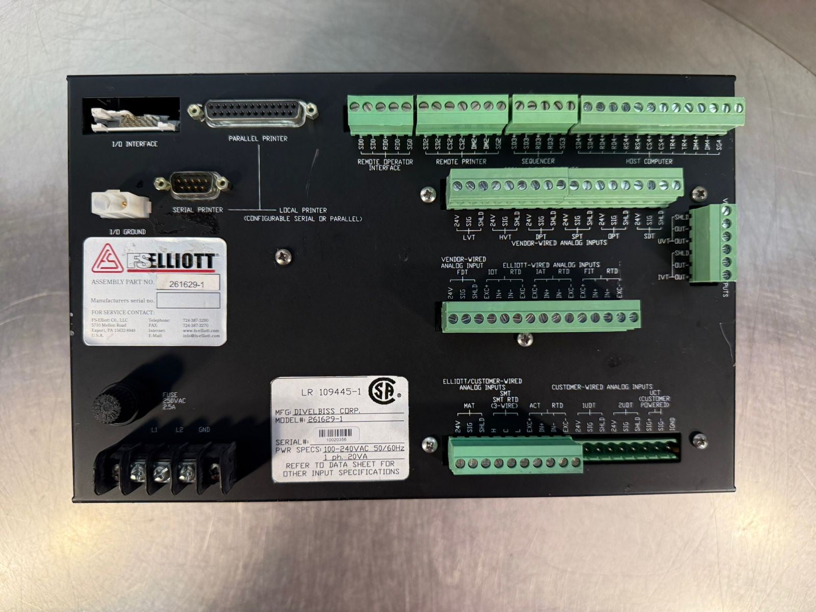 Elliott 261629-1 1PH 20VA. 50/60 Hz LR 109445-1                (10.4.2)