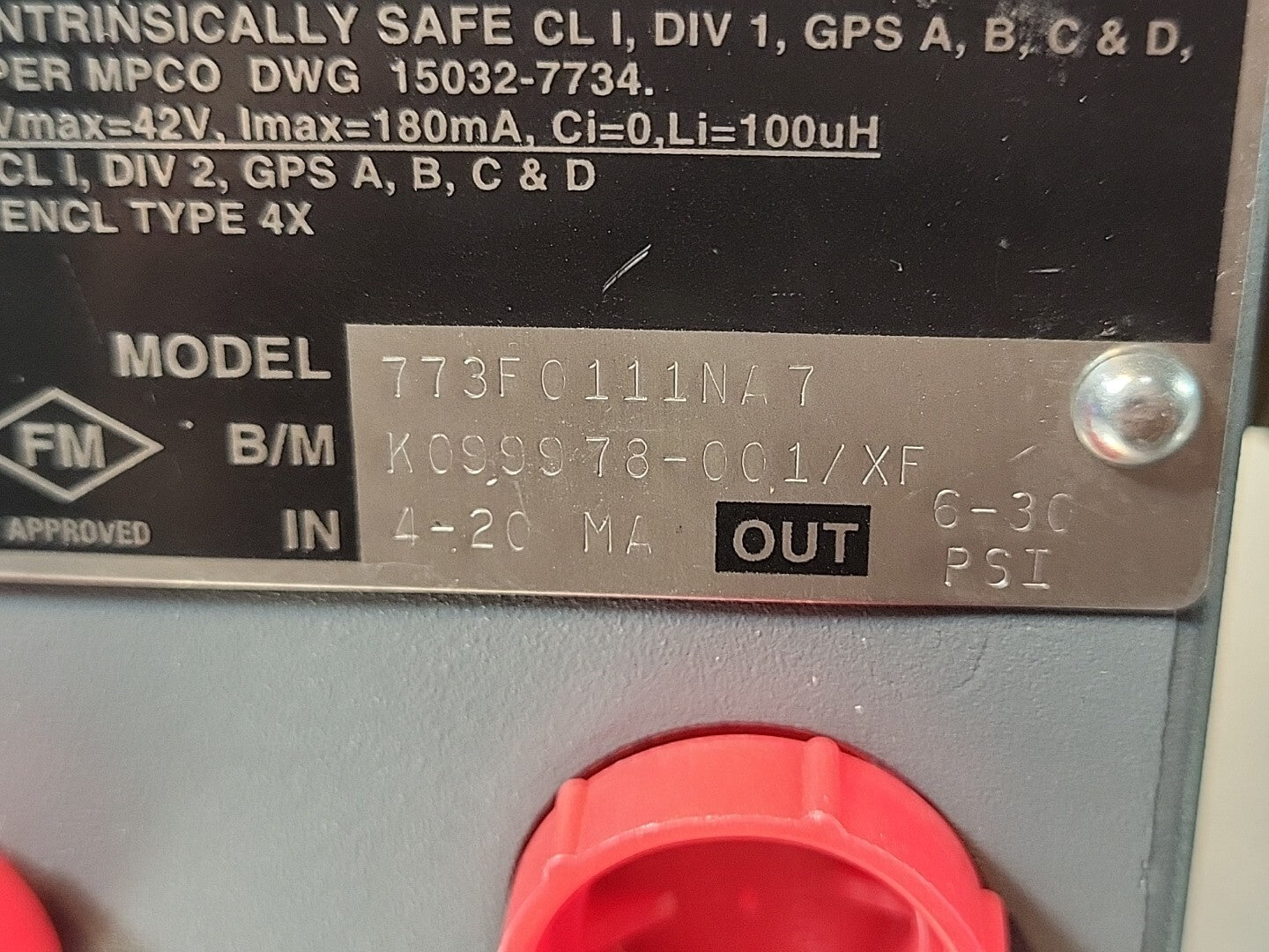 Moore  773F0111NA7   I/P Transducer  Tmp. code T4A (BIN-1.5.5)